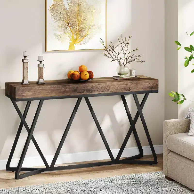 Table d'entrée en bois massif de style rustique