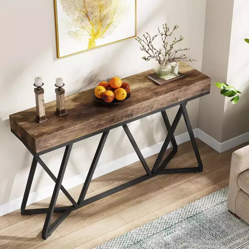 Table d'entrée en bois massif de style rustique