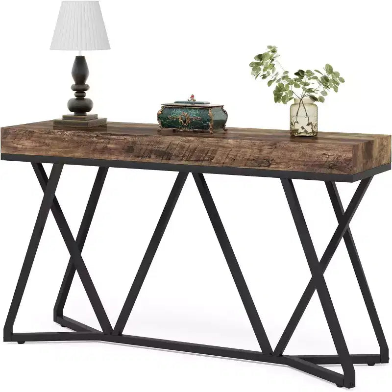 Table d'entrée en bois massif de style rustique