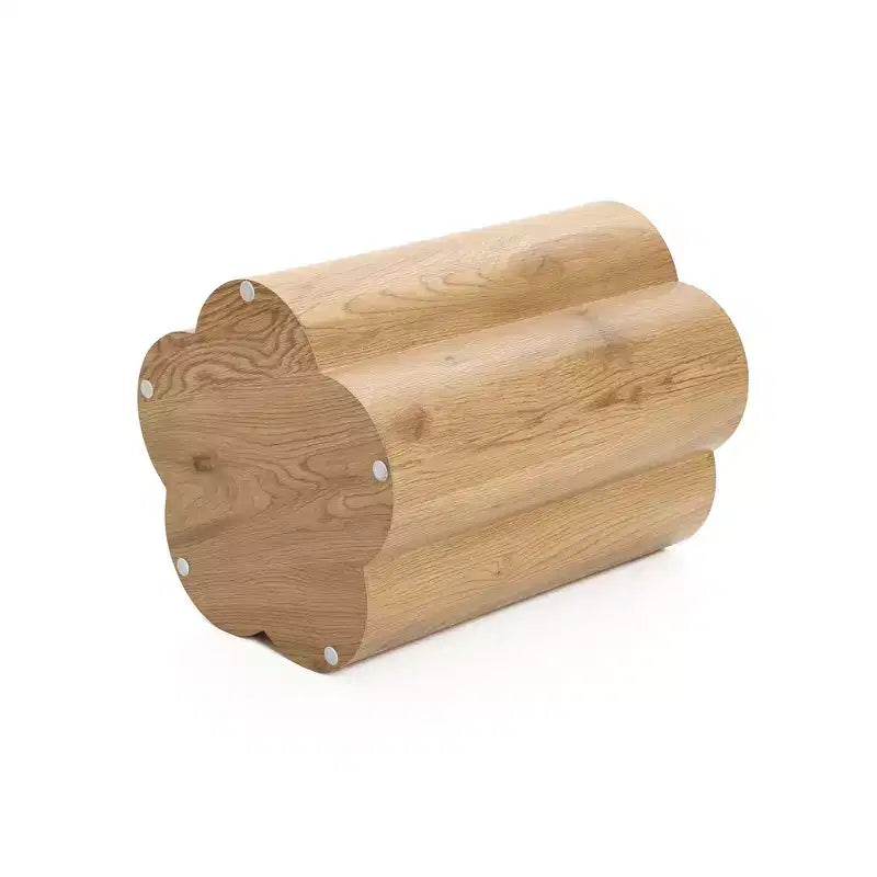 Table d'appoint et de bout ronde haute en bois manufacturé au grain de bois
