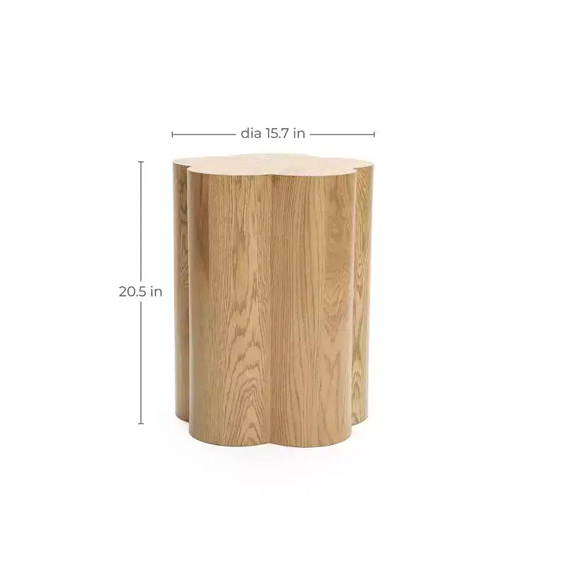 Table d'appoint et de bout ronde haute en bois manufacturé au grain de bois