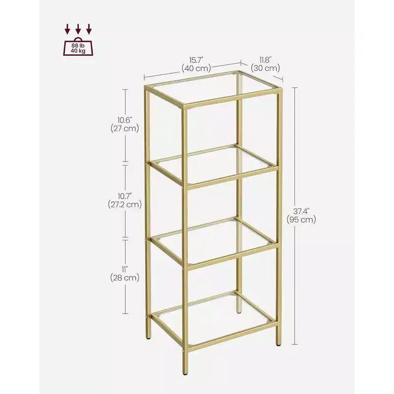 Étagère de rangement en acier et verre trempé