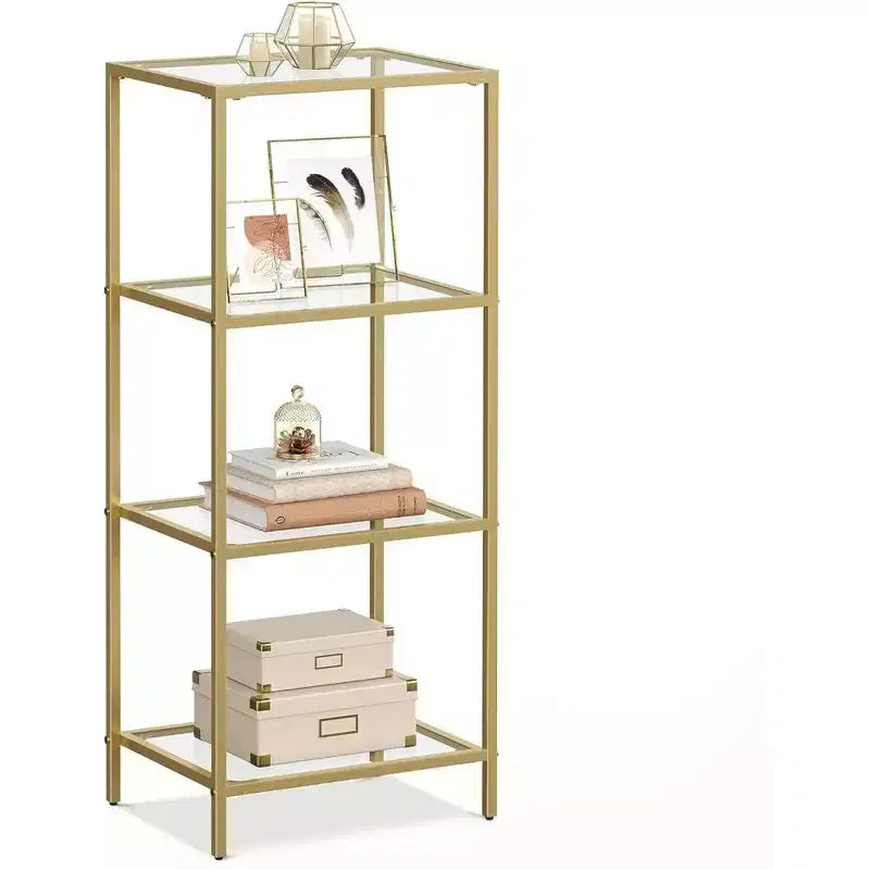 Étagère de rangement en acier et verre trempé