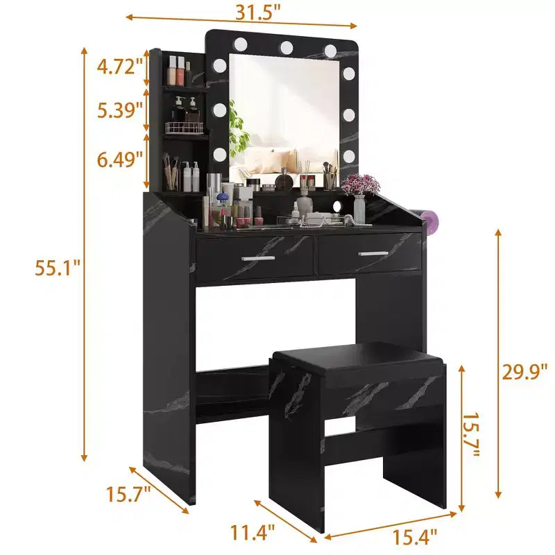 Coiffeuse avec prise électrique, Meuble-lavabo pour maquillage