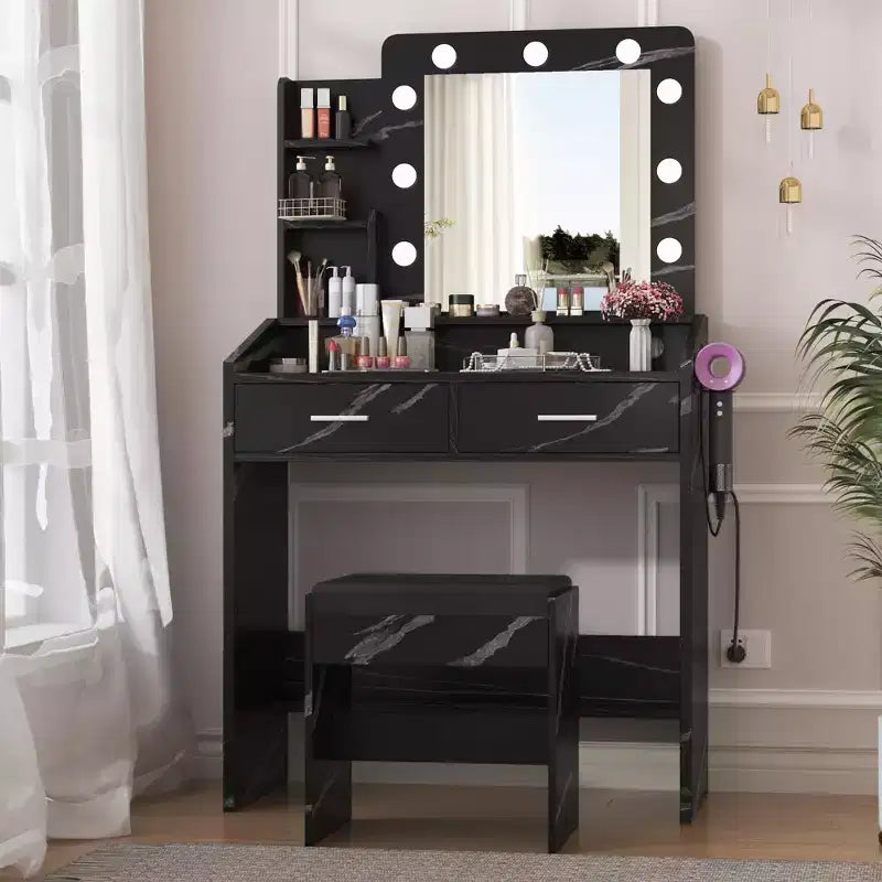 Coiffeuse avec prise électrique, Meuble-lavabo pour maquillage