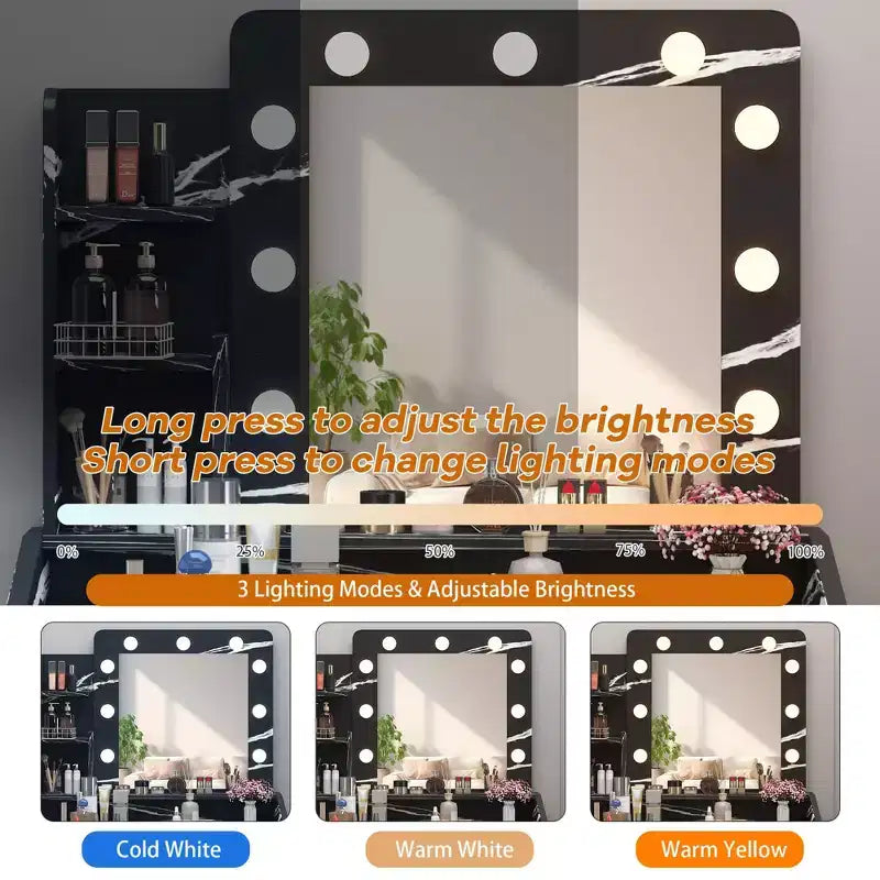Coiffeuse avec prise électrique, Meuble-lavabo pour maquillage