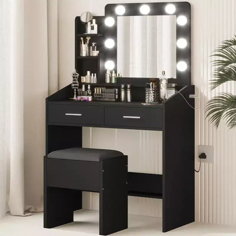 Coiffeuse avec prise électrique, Meuble-lavabo pour maquillage