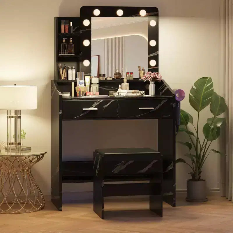 Coiffeuse avec prise électrique, Meuble-lavabo pour maquillage