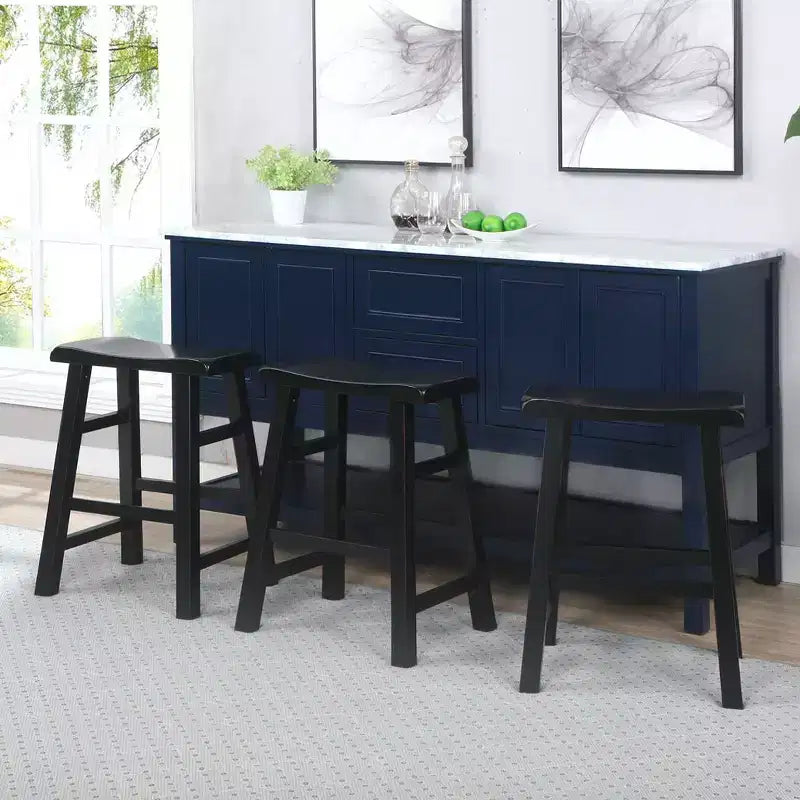 Tabourets de bar en bois massif à hauteur de comptoir avec assise en selle