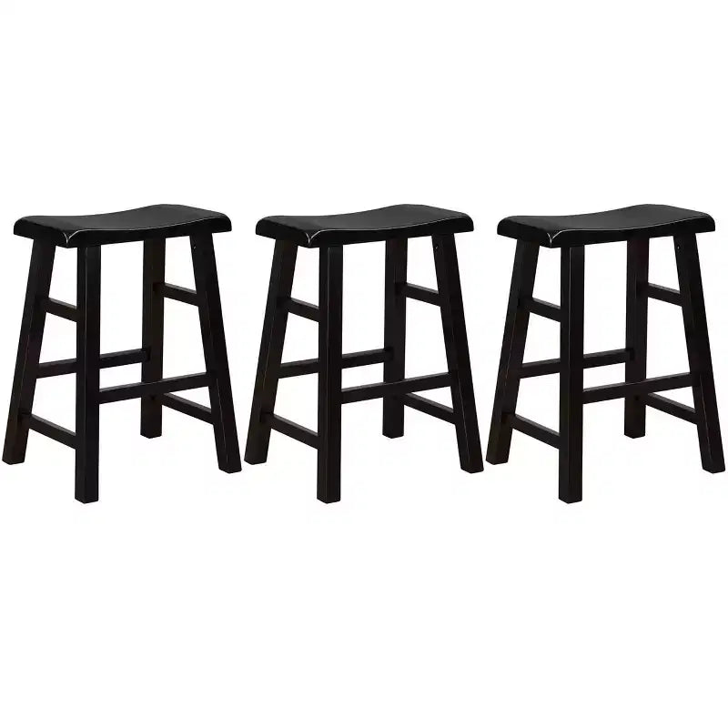 Tabourets de bar en bois massif à hauteur de comptoir avec assise en selle