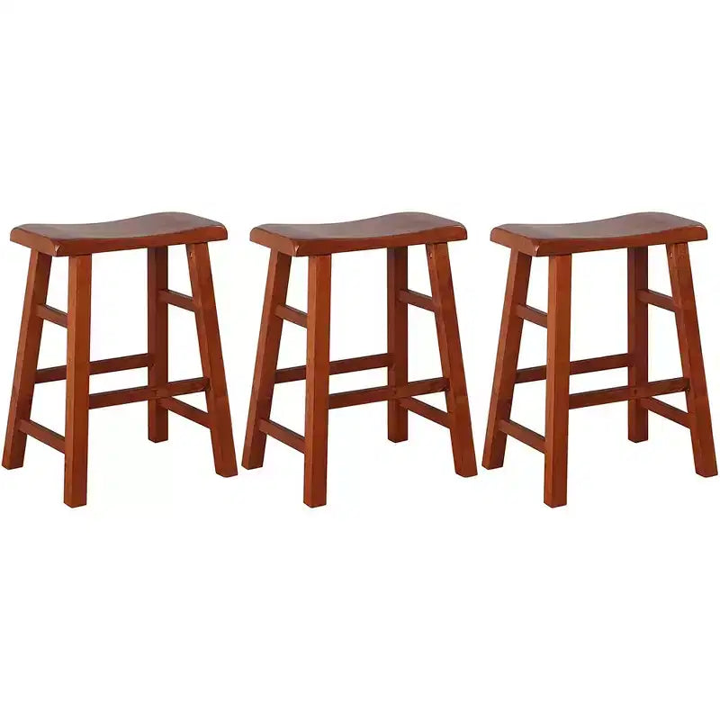 Tabourets de bar en bois massif à hauteur de comptoir avec assise en selle