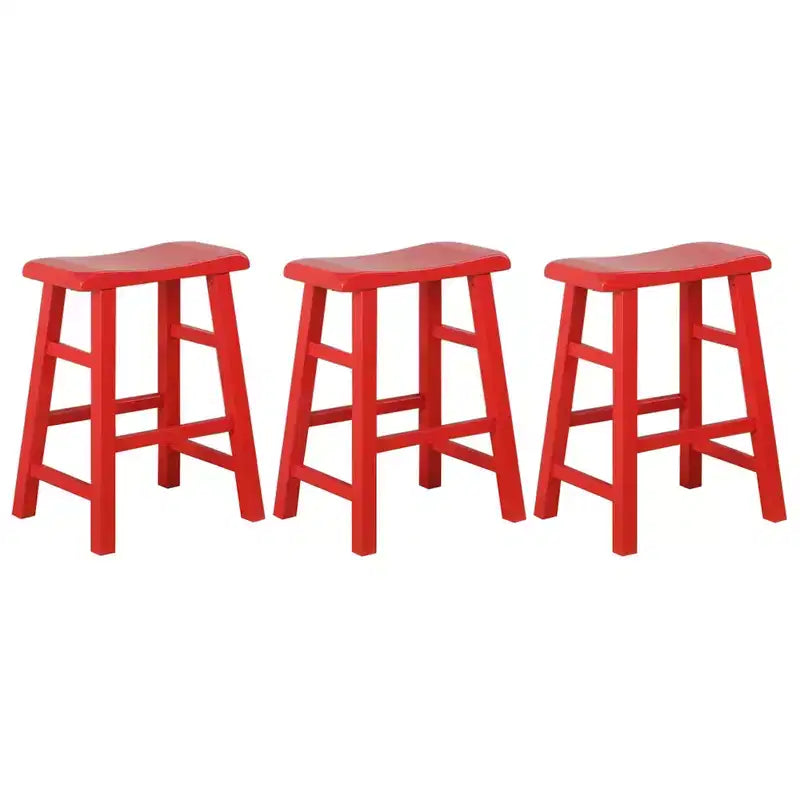 Tabourets de bar en bois massif à hauteur de comptoir avec assise en selle