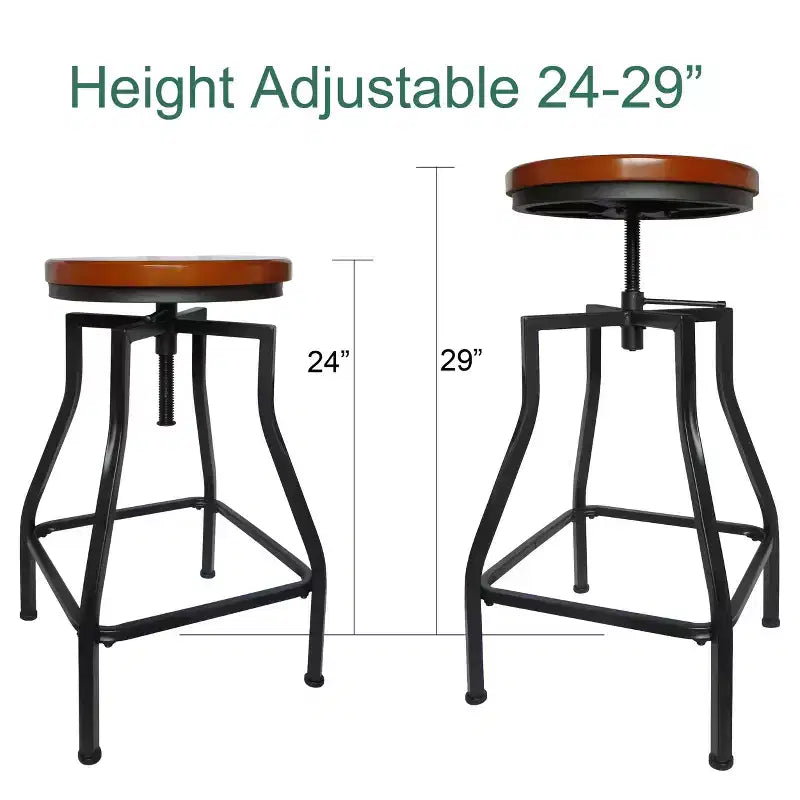 Tabouret de bar de cuisine pivotant en métal de style rustique rétro