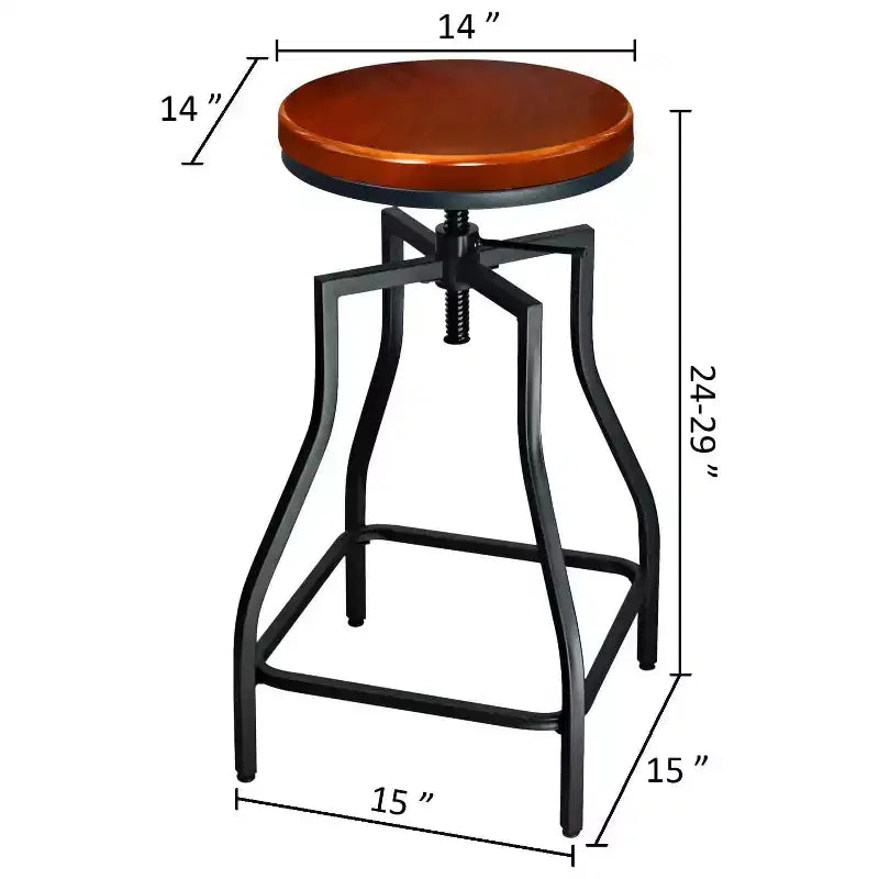 Tabouret de bar de cuisine pivotant en métal de style rustique rétro