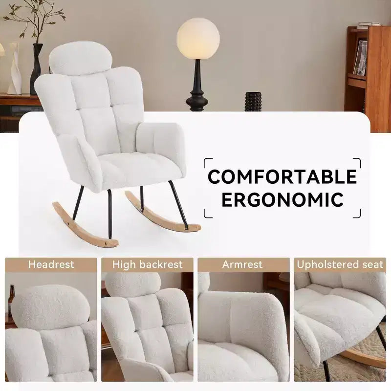 Fauteuil à bascule pour enfant en tissu teddy – Fauteuil de loisirs de style moderne
