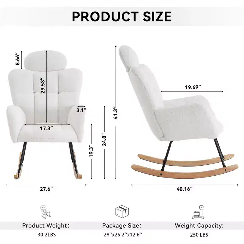 Fauteuil à bascule pour enfant en tissu teddy – Fauteuil de loisirs de style moderne