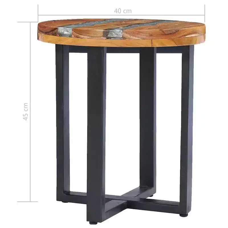 Table basse ronde avec incrustation de résine pour salon