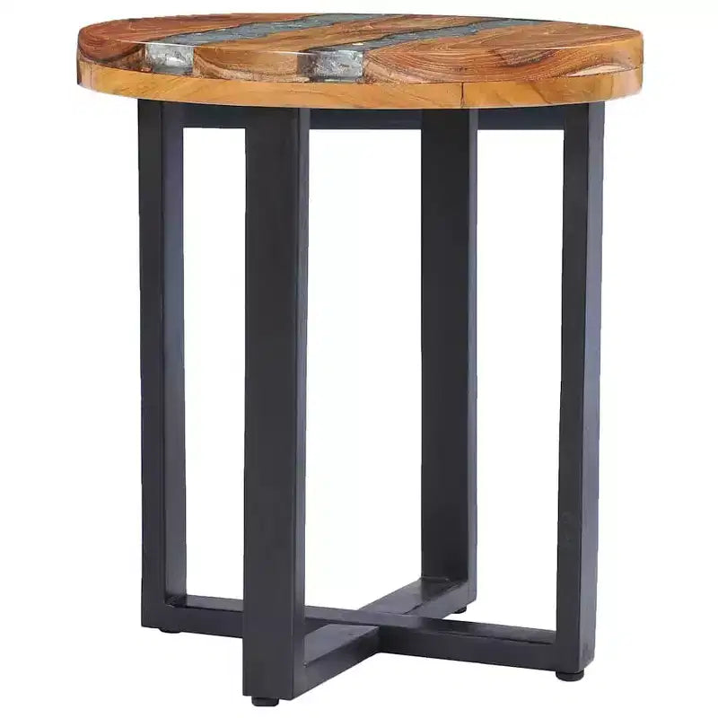 Table basse ronde avec incrustation de résine pour salon