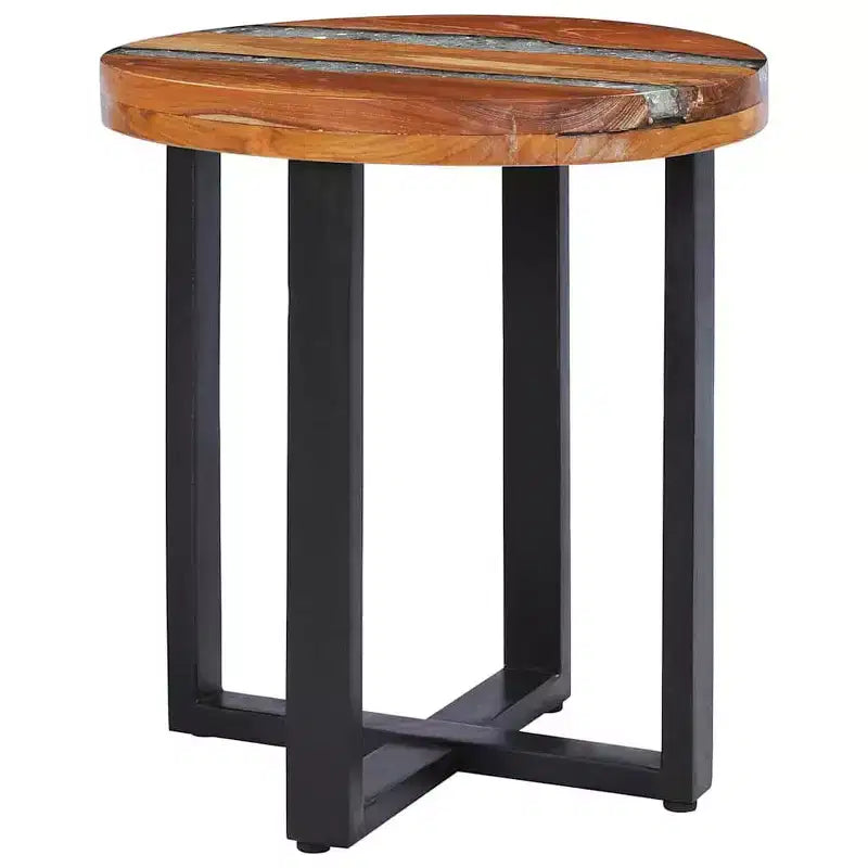 Table basse ronde avec incrustation de résine pour salon