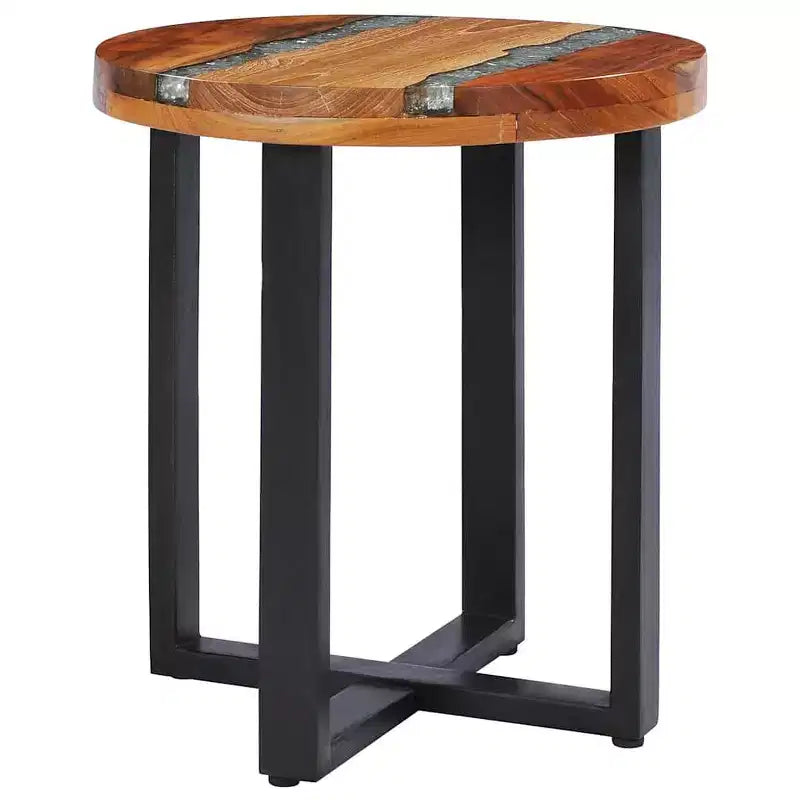 Table basse ronde avec incrustation de résine pour salon