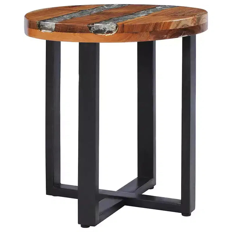 Table basse ronde avec incrustation de résine pour salon