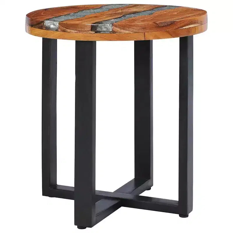 Table basse ronde avec incrustation de résine pour salon