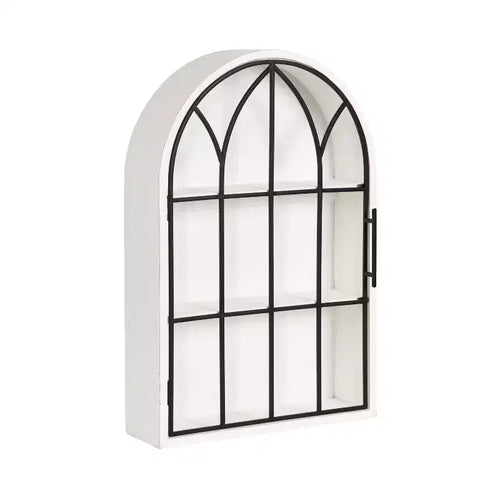 Kate and Laurel Megara Arched Wall Mounted Cabinet, 16x6x24, Black
