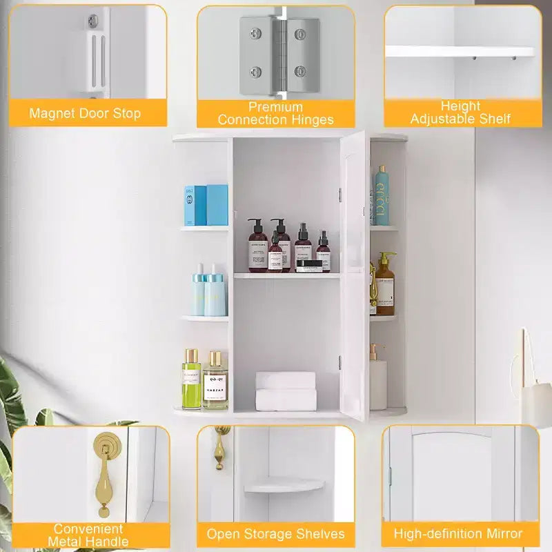 Meuble de rangement mural de salle de bain avec miroir