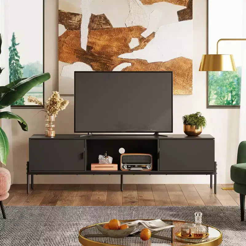 Meuble TV Contemporain Meuble de Divertissement avec Étagère Ouverte
