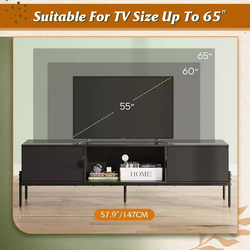 Meuble TV Contemporain Meuble de Divertissement avec Étagère Ouverte
