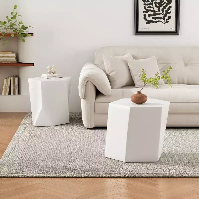 Table basse géométrique moderne blanche combinée