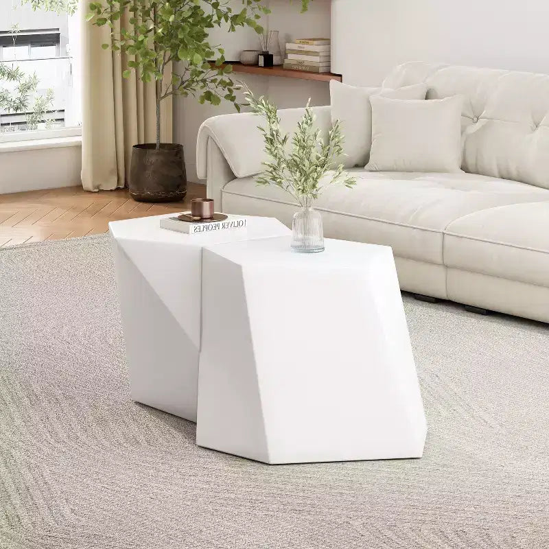 Table basse géométrique moderne blanche combinée