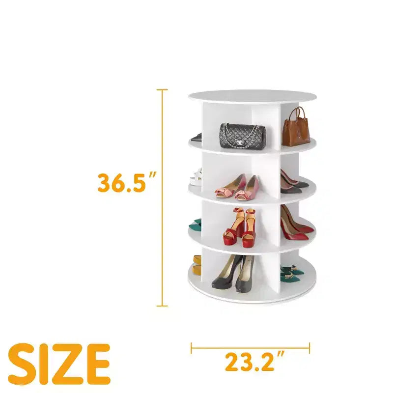 Tour de rangement à chaussures rotative circulaire à quatre niveaux