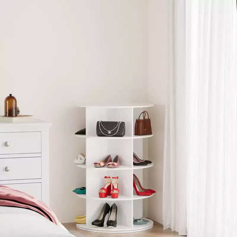 Tour de rangement à chaussures rotative circulaire à quatre niveaux