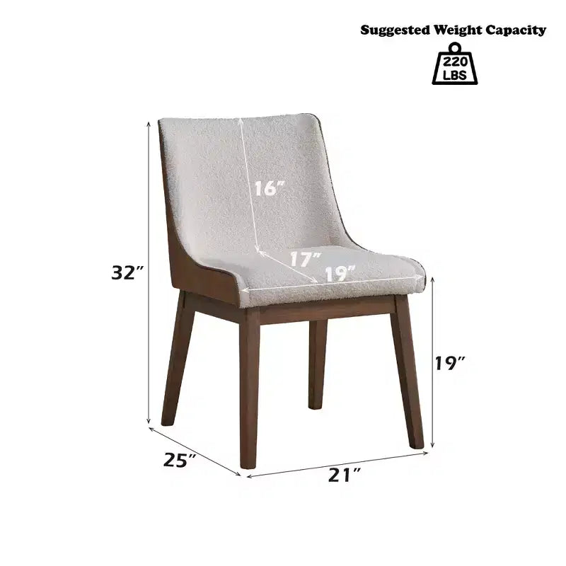 Chaise de salle à manger en bois rembourrée de velours et bouclette