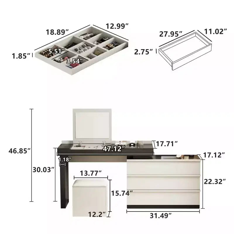 Bureau ou coiffeuse modernes réglables