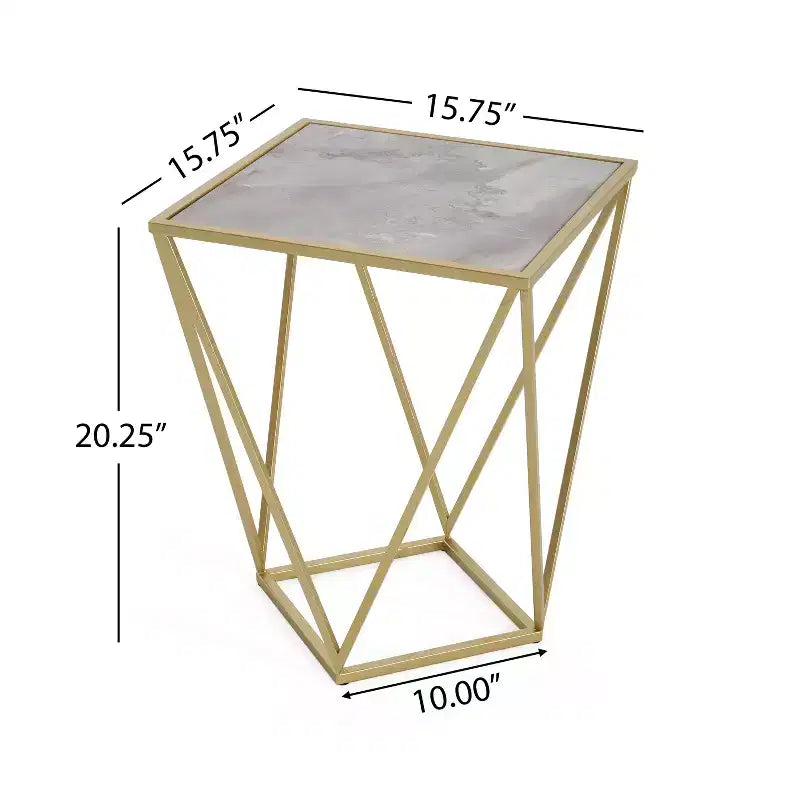 Table d'appoint moderne en verre et fer forgé