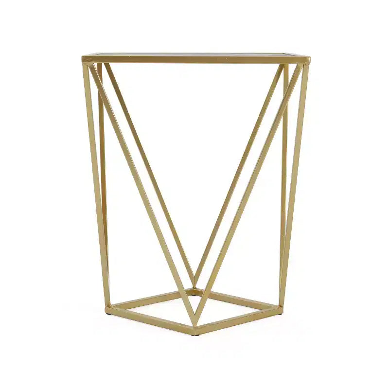 Table d'appoint moderne en verre et fer forgé