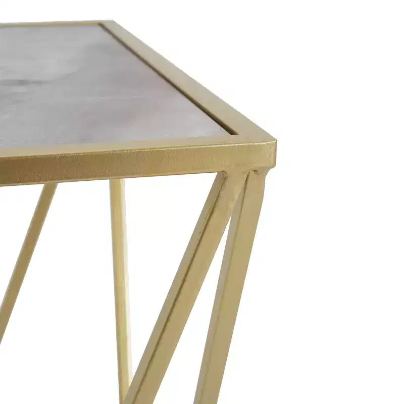 Table d'appoint moderne en verre et fer forgé