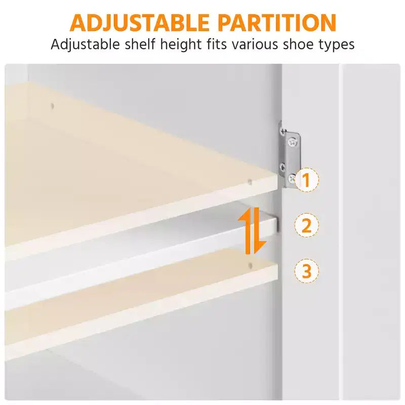 Meuble à chaussures ajustable à 5 niveaux avec porte persienne