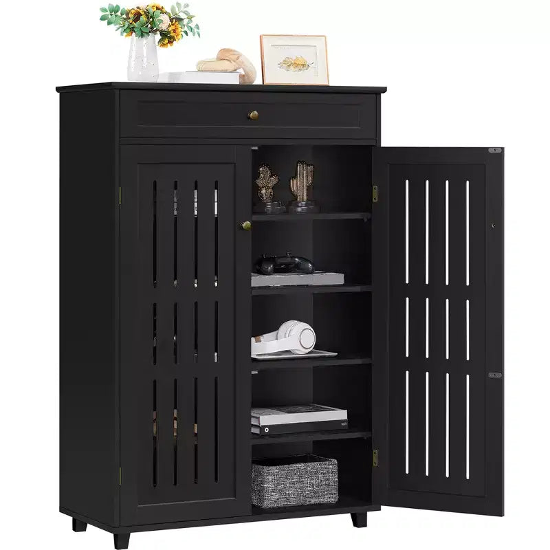 Yaheetech Adjustable 5-Tier Shoe Storage Cabinet with Louvered Door