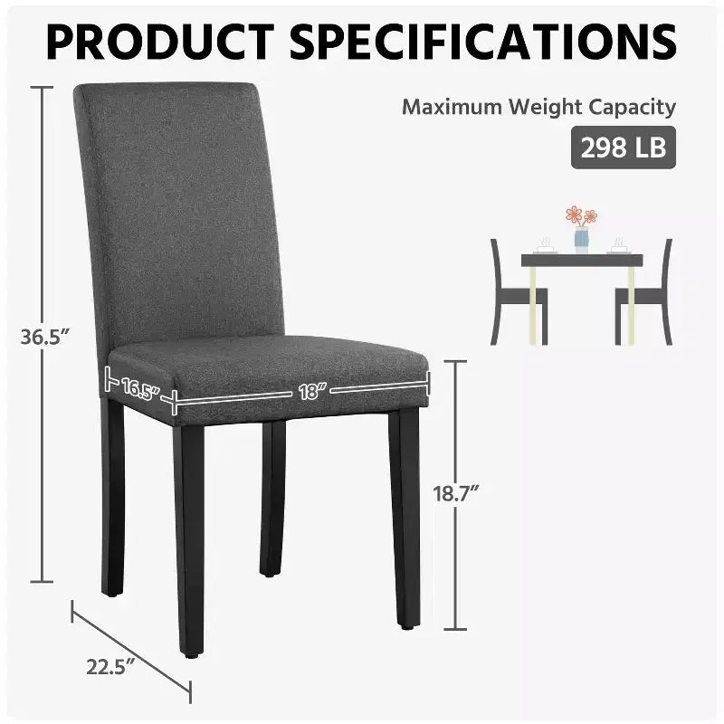 Chaises de salle à manger sans accoudoirs rembourrées avec pieds en bois massif