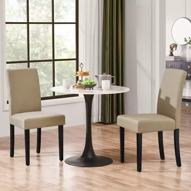 Chaises de salle à manger sans accoudoirs rembourrées avec pieds en bois massif