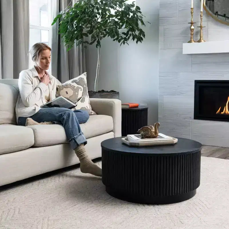 Table basse ronde moderne en bois