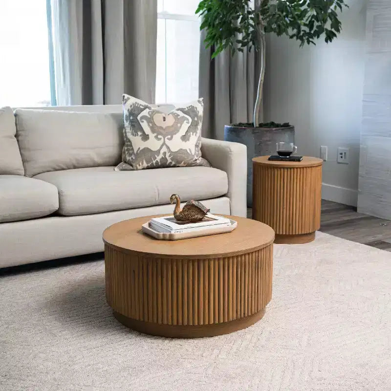 Table basse ronde moderne en bois