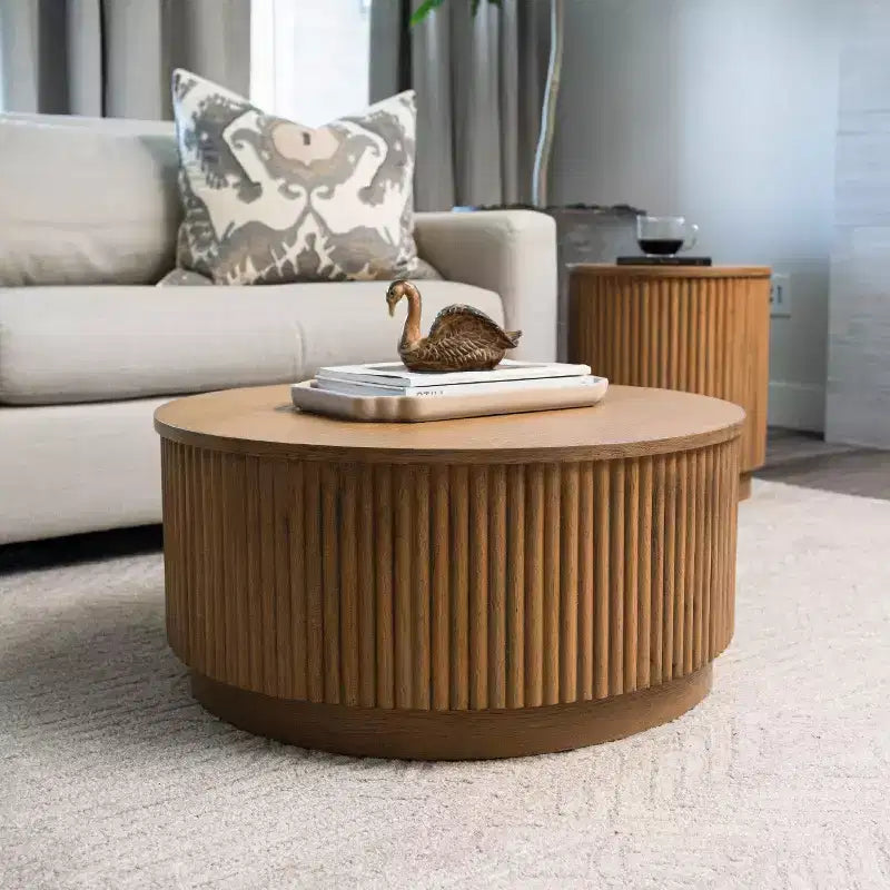 Table basse ronde moderne en bois