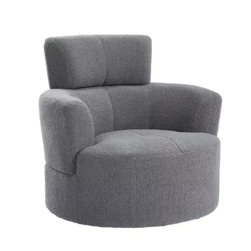 Fauteuil pivotant à 360°, fauteuil d'appoint en peluche avec appuie-tête réglable