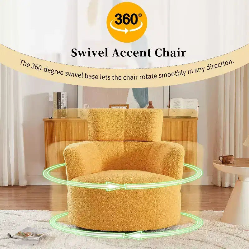 Fauteuil pivotant à 360°, fauteuil d'appoint en peluche avec appuie-tête réglable