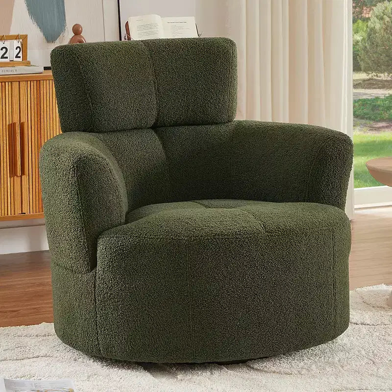 Fauteuil pivotant à 360°, fauteuil d'appoint en peluche avec appuie-tête réglable