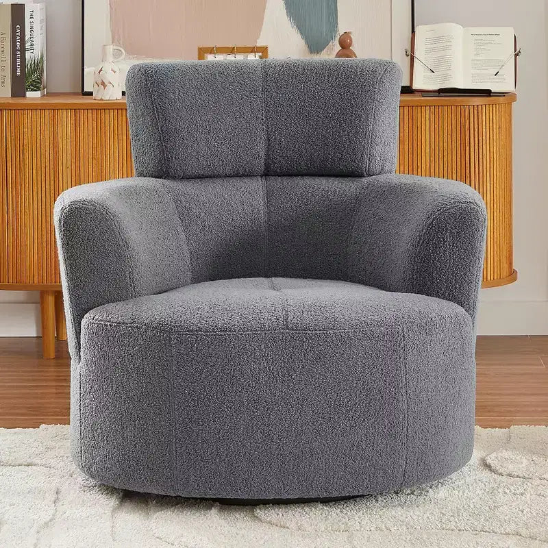 Fauteuil pivotant à 360°, fauteuil d'appoint en peluche avec appuie-tête réglable